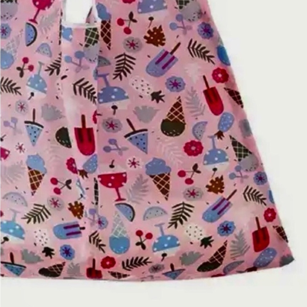 Ice Cream Print Reusable Travel Shopping Tote Bag, Pink, Purple - Picture 5 of 13